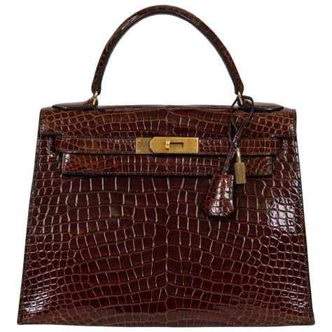 hermes kelly bag brown krokodil|hermes crocodile bag.